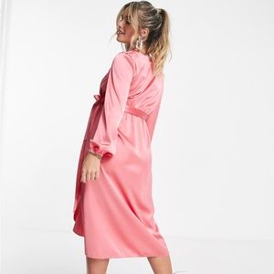 Maternity Satin wrap midi dress